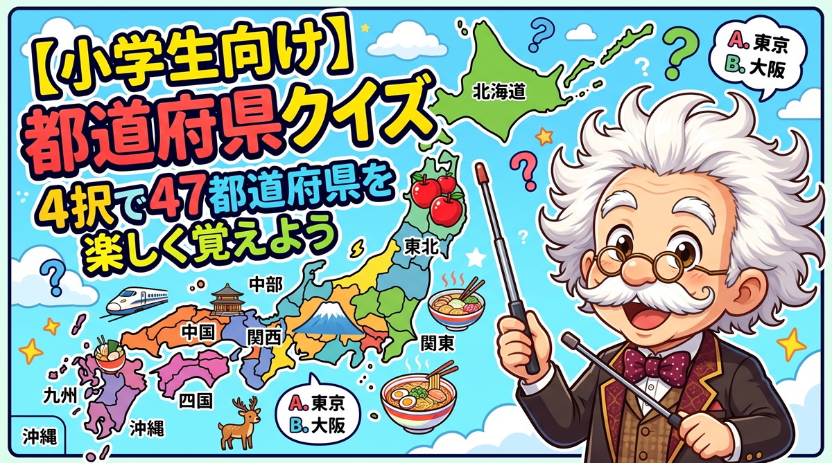 【小学生向け】都道府県クイズ全120問！4択で47都道府県を楽しく覚えよう